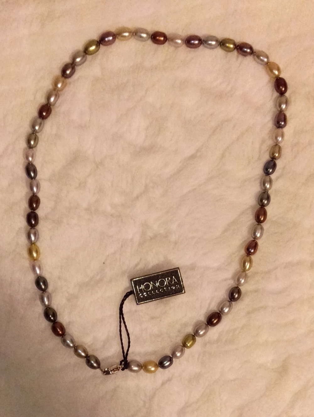 Honora Multicolor Freshwater Pearl Necklace — Gold, Silver, Brown, Green, Purple